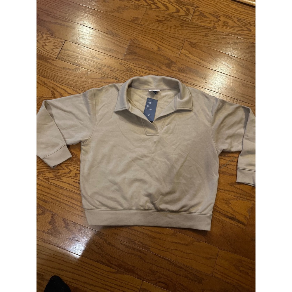 Universal Thread Men Tan Polo Pullover Relaxed Fit Fleece Sweatshirt M NWT